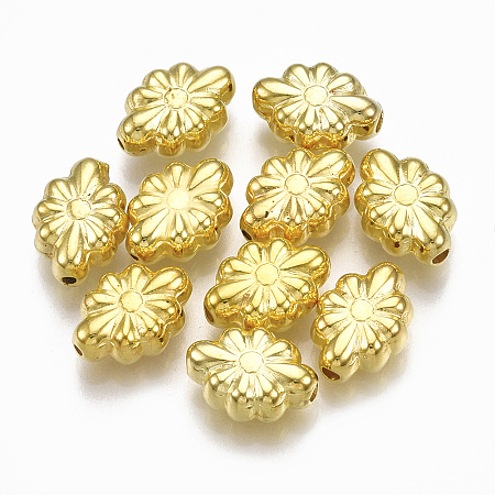 Honeyhandy CCB Plastic Beads, Flower, Golden, 11.5x8.5x4.5mm, Hole: 1~2mm