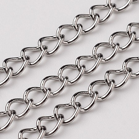 Honeyhandy 304 Stainless Steel Twisted Chains Curb Chain, Soldered, Stainless Steel Color, 3x1.5mm