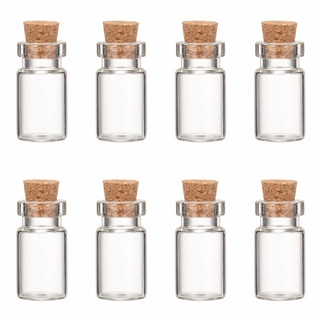 Honeyhandy Glass Jar Glass Bottle Bead Containers, Corked Bottles, Wishing Bottle, Clear, 13x23mm, Inner Diameter: 13mm, Cork Stopper: 7x5~6.5mm, Bottleneck: 8~8.5mm in diameter, Capacity: 2.5ml(0.08 fl. oz)