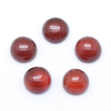 Honeyhandy Natural Carnelian Cabochons, Flat Round, Dyed, 8x3~4mm