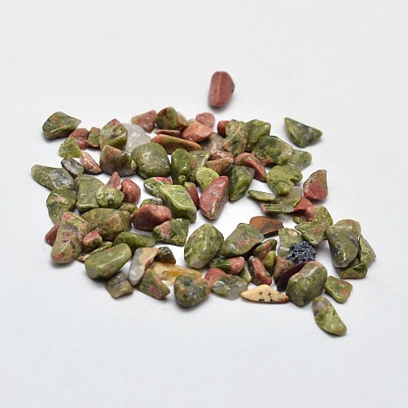 Honeyhandy Unakite Chip Beads, No Hole/Undrilled, 2~8x2~4mm, about 340pcs/20g