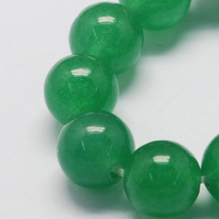 Honeyhandy Natural Jade Bead Strands, Dyed, Round, Medium Sea Green, 8mm, Hole: 1mm, about 48pcs/strand, 14.9 inch