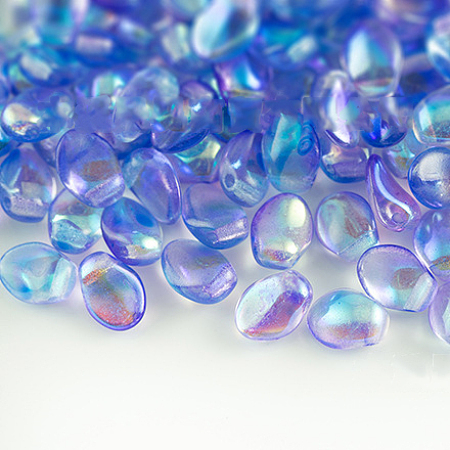 NBEADS Czech Glass Beads, Tulip Petal/Lily Petal, CornflowerBlue, 8.5x6x4mm, Hole: 1mm; about 37pcs/10g