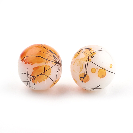 Honeyhandy Drawbench & Baking Painted Glass Beads Strands, Round, Dark Orange, 10mm, Hole: 1mm, about 80pcs/strand, 31.4 inch