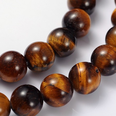 Honeyhandy Gemstone Beads Strands, Grade AB+ Tiger Eye, Round, about 8mm in diameter, hole: about 1mm, 15~16 inch