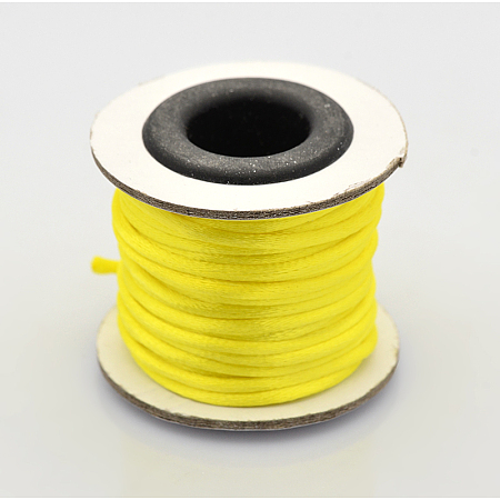 Honeyhandy Macrame Rattail Chinese Knot Making Cords Round Nylon Braided String Threads, Yellow, 2mm, about 10.93 yards(10m)/roll