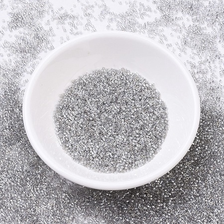 MIYUKI® Delica Beads, Cylinder, Japanese Seed Beads, 11/0, (DB0114) Transparent Silver Gray Gold Luster, 1.3x1.6mm, Hole: 0.8mm; about 2000pcs/10g