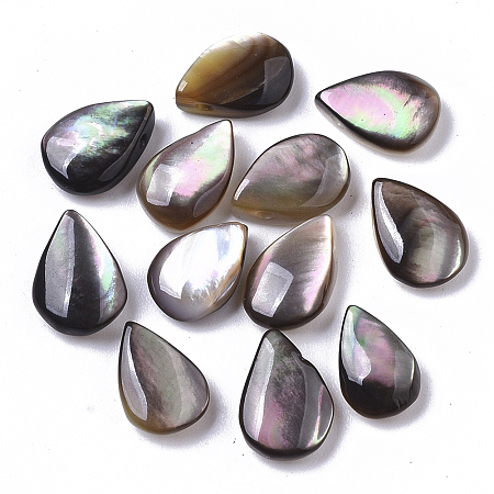 ARRICRAFT Natural Black Lip Shell Beads, Top Drilled Beads, Teardrop, Black, 9.5x6~7x3mm, Hole: 0.9mm