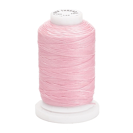 Honeyhandy Waxed Polyester Cord, Flat, Pink, 1mm, about 76.55 yards(70m)/roll
