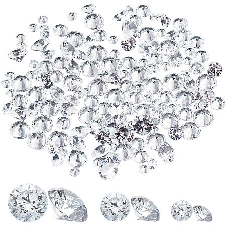 PandaHall Elite 150pcs Cubic Zirconia Charms, Faceted, Clear Glass Diamonds for Jewelry Making, 7.4x7.2x1.7cm