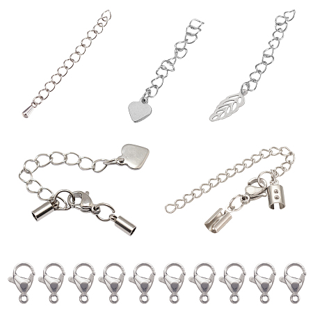 Unicraftale 304 Stainless Steel Chain Extender, with Lobster Claw Clasps, Stainless Steel Color, 6.8x5.2x1.1cm