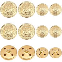 OLYCRAFT 60Pcs Light Gold 4-Hole Brass Buttons Blazer Buttons 15mm 20mm Half Round with Badge Pattern Buttons for Jeans Coat Blazer Suits Jacket Sewing Crafting