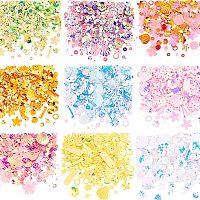 OLYCRAFT 9 Bags Plastic Sequins Loose Cup Sequins Rainbow Sequin With 1mm Hole for DIY Arts Crafts Making 4x4x0.1mm 9 Colors