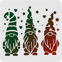 FINGERINSPIRE 3 Gnomes Stencils Decoration Template 11.8x11.8 inch Plastic Gnome with Hats Drawing Painting Stencils Square Reusable Stencils for Painting on Wood, Floor, Wall and Tile