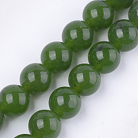 Honeyhandy Natural Canadian Jade Beads Strands, Grade A, Round, 10mm, Hole: 1mm, about 18~20pcs/strand, 7.4 inch