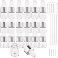 BENECREAT 30 Pack 1ml Clear Glass Dropper Bottle Eye Essential Oil Bottles with Silver Caps and 4PCS Plastic Dropper for Aromatherapy Cosmetics Samplep
