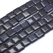 Arricraft Synthetic Blue Goldstone Beads Strands, Square, 14x14x4.5mm, Hole: 1mm, about 28pcs/strand, 15.3 inches(39cm)