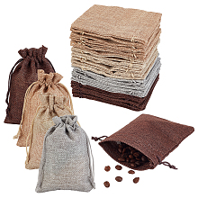 PandaHall Elite 4 Colors Burlap Gift Bags, 32pcs Imitation Burlap Packing Pouches Drawstring Bags Wedding Favors Bag Advent Calendar Bags for Jewellery Wedding Party Shower Birthday Christmas