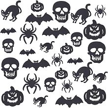 OLYCRAFT 60Pcs 10 Styles Halloween Hanging Felt Decorations Black Bat/Spider/Cat/Skull/Pumpkin Felt Ornaments Halloween Felt Wall Hanging Decorations for Halloween Party Decoration Supplies