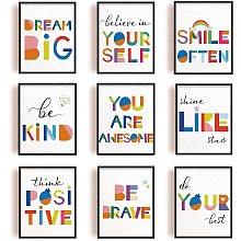 Arricraft 6pcs/Set Wall Decor Painting Canvas Wall Art Colored Letters Chemical Fiber Oil Canvas Hanging Painting Canvas Art Canvas Printing Artwork Wall Decoration Painting About 7.9x9.8inch