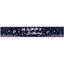 FINGERINSPIRE 118x20inch Music Party Background Birthday Banner with Hanging Rope Party Supplies Rectangle Polyester Hanging Sign with Musical Note Pattern for Outdoor & Indoor Decor