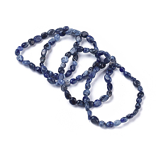 Honeyhandy Natural Sodalite Bead Stretch Bracelets, Tumbled Stone, Nuggets, Inner Diameter: 2~2-1/4 inch(5.2~5.6cm)