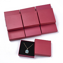 Honeyhandy Cardboard Jewelry Boxes, for Pendant, with Sponge Inside, Square, Crimson, 9.5x9.5x2cm, Inner Size: 8.5x8.5cm, No Cover: 8.5cm long, 8.5cm wide, 2mm thick, Cover: 9.5cm long, 9.5cm thick, 1.5cm thick.