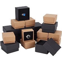 PandaHall Elite 48pcs Jewelry Gift Box 2 Sizes Ring Box Square Kraft Paper Box with Sponge Small Earring Packing Box for Selling Valentine Weddings Mother Birthdays Christmas Business 2/1.57 inch