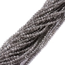 ARRICRAFT Cat Eye Beads Strands, Round, Faceted, Gray, 3mm, Hole: 0.2mm, 14.17 inch(36cm), 122pcs/strand