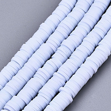 Honeyhandy Handmade Polymer Clay Beads Strands, for DIY Jewelry Crafts Supplies, Heishi Beads, Disc/Flat Round, Light Steel Blue, 6x0.5~1mm, Hole: 1.8mm, about 290~320pcs/strand, 15.75 inch~16.14 inch(40~41cm)