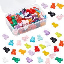 NBEADS 140 Pcs Gummy Bear Charms, Two Tone Resin Bear Cabochons, Flatback Bear Decorations for Nail Art, Phone Case, Doll House, Slime, Jewelry Making- 14 Colors