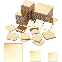 PandaHall Elite 120pcs Acrylic Mirror Stickers, Golden Mirror Wall Stickers Square Craft Mirror Tiles Self-Adhesive Mirror Mosaic Tiles for DIY Art Craft Home Party Decoration, 2"/1.2"/1"