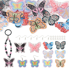 PandaHall Elite DIY Butterfly Earring Making Kit, Including Acrylic Pendants, Brass Earring Hooks & Jump Rings, Mixed Color, 56Pcs/box