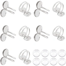 UNICRAFTALE 10pcs Blank Cabochon Finger Ring Open Wrap Finger Ring Making Kit Stainless Steel Pad Ring Settings Base Bezel Tray Settings for DIY Ring Making Crafts12mm Tray