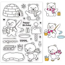 GLOBLELAND Polar Bear Silicone Clear Stamps Igloo Transparent Stamps for Birthday Easter Holiday Cards Making DIY Scrapbooking Photo Album Decoration Paper Craft