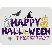 FINGERINSPIRE Happy Halloween Wicked Stencil, 11.7x8.3 inch Trick Or Treat Reusable Mylar Stencil Template for Painting Crafts and Decorations DIY Art Projects Wood Wall Halloween Home Decor