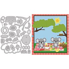 GLOBLELAND 1Sheet Metal Koala and Picnic Cut Dies Fruit and Bird Nests Embossing Template Mould Trees and Cakes Die Cuts for Card Scrapbooking Card DIY Craft