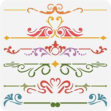 BENECREAT Floral Pattern Stencil, 12x12" Flower Lace Borders Reusable PET Drawing Painting Stencils for Painting on Scrapbook Fabric Tiles Floor Furniture Wood