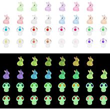 PandaHall Elite 60pcs Luminous Rabbit Mushroom 15 Style Mini Resin Bunny Mushroom Miniature Figurines Mushroom Glow in Dark Luminous Resin Display Decoration for Micro Landscape Fairy Garden Accessories