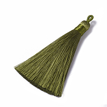 Honeyhandy Polyester Tassel Pendants, Olive, 78~82x8mm, Hole: 2~4mm