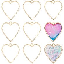 OLYCRAFT 30pcs Open Back Bezel Pendants Heart Shape Bezel Pendants Open Bezel Charms Zinc Alloy Frame Pendants Hollow Resin Frames with Loop for Resin Jewelry Making