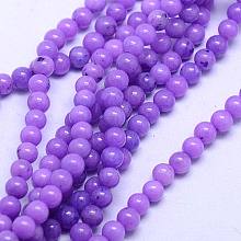 Honeyhandy Natural Mashan Jade Round Beads Strands, Dyed, Blue Violet, 8mm, Hole: 1mm, about 51pcs/strand, 15.7 inch