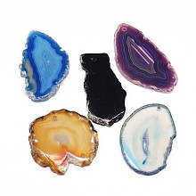 Honeyhandy Natural Agate Slices Pendants, Mixed Shapes, 40~85x23~48x4.5mm, Hole: 2mm