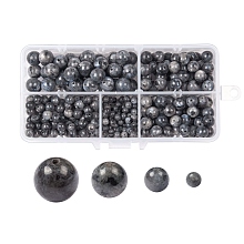 Honeyhandy 340Pcs 4 Sizes Natural Labradorite Beads, Round, 4mm/6mm/8mm/10mm, Hole: 0.8~1mm