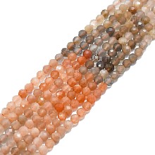 Honeyhandy Natural Multi-Moonstone Beads Strands, Faceted, Round, 2mm, Hole: 0.5mm, about 215pcs/strand, 15.16''~15.55''(38.5~39.5cm)