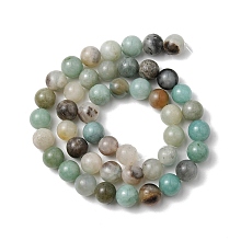 Honeyhandy Natural Flower Amazonite Beads Strands, Round, 8mm, Hole: 1.2mm, about 48pcs/strand, 15.5 inch