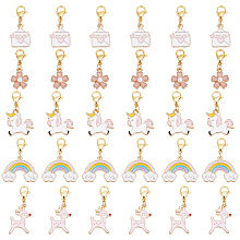 SUNNYCLUE 1 Box 50Pcs Stitch Markers Locking Stitch Marker Knitting Markers Charms Removable Clasp Unicorn Charm Rainbow Flower Enamel Clip on Charms for Crocheting Weaving Sewing Quilting DIY Craft