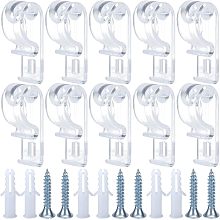 GORGECRAFT 1 Box 8 Sets Blind Safety Clips Roller Shade Clear Safety Chain and Cord Guide Fixation Hook Safety P-Clips with 8 Screws + 8 Plastic Pillars for Vertical Roller Curtain Chain Cord Control