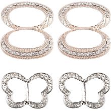 GORGECRAFT 2 Colors 4PCS Double Oval Crystal Rhinestone Scarf Clip Buckle Holder Clasp Holder Clothing Jewelry Accessories Brooches for Wedding Party Clothing Shawl Women's Fashion Decoration