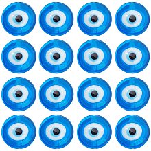 NBEADS About 24 Pcs 16mm Evil Eye Beads Strands, Handmade Lampwork Beads Blue Flat Round Beads Evil Eye Spacer Beads for Jewelry Making